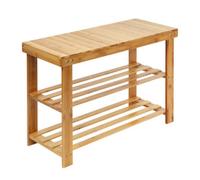 2 Tier Bamboo & Acacia Shoe Rack Bench