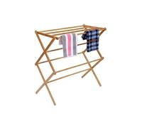 2 Tier Bamboo CLothes Airer Dryer Vintage Collapsible Storage Drying Rack Traditional Wooden Folding Airer Concertina Design Foldable Wood Airer Free Standing Drying Rack Airier Clothes Rack