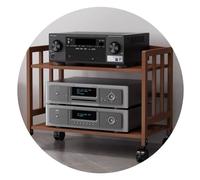 2-Tier Bamboo HiFi Rack Cabinet for Streaming Devices & AV Equipment - Modern Brown Shelf for Home, 60x38x53cm, Stylish Audio Stand for Music Lovers