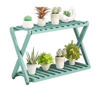 2-Tier Bamboo Plant Stand Indoor Succulent Shelf Flower Ladder Display Green Plant Rack Garden Decor 47x25x100 cm Perfect for Home & Office Plant Lovers
