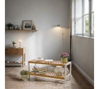 2-Tier Bamboo Rack, Natural + White