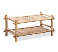 2-Tier Bamboo Shoe Rack Bench Storage Cabinet Shelf Organiser vidaXL