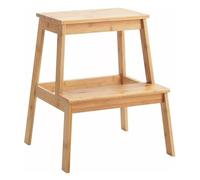 2-Tier Bamboo Step Stool Foot Step Natural Finish Multifunctional Durable Bench Assistance Step Up Suitable for Kitchen, Office, Bath, Sink, Wooden Stool