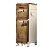 2-Tier Bathroom Floor Cabinet with Clear Drawers and Casters Large Capacity Narrow Tall Slim Tower Waterproof Towel Toilet Paper Organizer Vertical Storage Unit for Small Spaces Gaps White