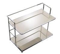 2-Tier Bathroom Organizer Shelf - Versatile Perfume & Makeup Storage for Countertop Vanity & Kitchen - Under Sink Organization in Milk White - Stylish & Functional Bathroom Shelves