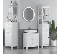 HOMCOM 2-Tier Bathroom Sink Cabinet, Freestanding Storage Cabinet, White