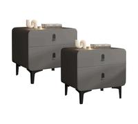 2-Tier Bedside Table Set of 2 Modern Solid Wood Nightstands with Drawers Nightstand for Bedroom and Living Room End Table