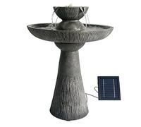 2-Tier Bird Bath Solar Water Feature with Battery Backup - Solar Powered Garden Fountain, No Wiring or Running Costs, Outdoor Patio & Lawn Décor