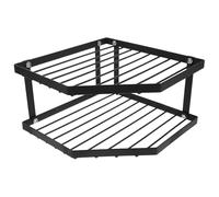2-Tier Black Corner Kitchen Counter Shelf Carbon Steel Triangular Pot Rack for Spice & Bathroom Storage 34x12cm Multi-Layer Cabinet Stand Space-Saving Design