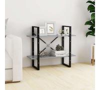 2-Tier Book Cabinet Concrete Grey 80x30x70 cm Engineered Wood