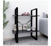 2-Tier Book Cabinet Grey 60x30x70 cm Engineered Wood Metal Storage Shelf Deluxe