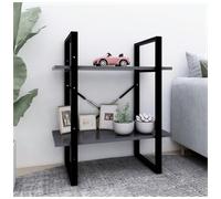 vidaXL 2-Tier Book Cabinet Grey Engineered Wood Organiser Storage Bookcase