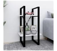 2-Tier Book Cabinet White 40x30x70 cm Engineered Wood & Metal Slim Storage Shelf