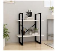 vidaXL Solid Pine Wood 2-Tier Book Cabinet White Office Storage Rack Bookcase