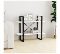 vidaXL 2-Tier Book Cabinet White Engineered Wood Home Storage Rack Bookcase