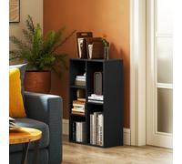 (Black) HOMCOM 2-Tier Bookshelf with 5 Open Storage Compartments