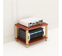 2-Tier Brown Wooden AV Rack HiFi Stand with Stainless Steel Feet 2/3/4-Tier Storage for Home Theater and Living Room Stylish Media Console