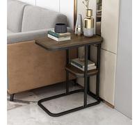 2 Tier C Shaped End Table, Narrow Slim Sofa Side Table with Metal Frame, Modern Couch Table for Small Space, Living Room, Bedroom