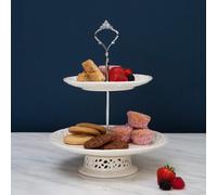 2 Tier Cake Plate | Ceramic Lace