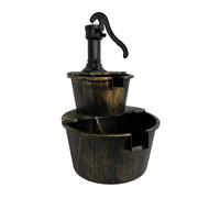 2 Tier Cascading Barrel Garden Water Fountain Oypla Bronze One Size