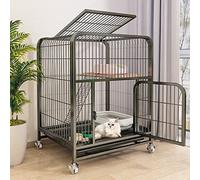 2-Tier Cat Cage, Domestic Cat Villa, Kitten House with Wheels, Metal pet Fence, Large Cat Cage, Indoor DIY Cat Playpen, Removable Tray, with Litter Box, Easy Install, Bla,Black-78x55x100cm