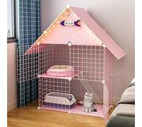 2 Tier Cat Cages Indoor,Wire Portable Collapsible Pet Cage,Pet Enclosure Pet Cage For 1 Cats,Pink