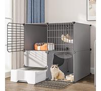 2 Tier Cat Cages Indoor with Litter Box, Portable Cat Cage, Small Pet Cages, Detachable Metal Wire Cat Cage, Exercise Place for 1-2 Cats,A-75 * 49 * 75cm