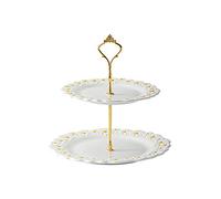 2-Tier Ceramic Cake Stand, Creative Dessert Display for Cupcakes, Pastries, Afternoon Tea Serving Platter, Multi-Purpose