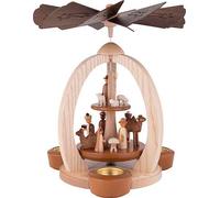 2-Tier Christmas Pyramid Nativity - Exclusive - 28 cm / 11 inch - Christmas Carousel - Erzgebirge Pyramid - 100% Made in Germany