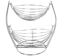 2 Tier Chrome Swinging Fruit Vegetable Bowl Basket Rack Storage Stand