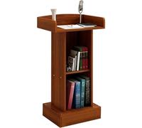 2-Tier Church Pulpit Podium Stand with Open Shelves | High Density Board Lectern for Office School Home Presentations and Debate | Conference Stand