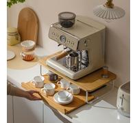2 Tier Coffee Station Organizer Stand with Drawer, Kitchen Countertop Organizer, Coffee Machine Stand with Utensils Storage Rack, Space Saver for Pods, Mugs, K-Cups, Spoons