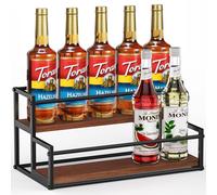 2 Tier Coffee Syrup Rack, Coffee Bar Accessories, Coffee Syrup Dispenser, Coffee Syrup Monin, for 10 Bottles Syrup Holder Stand Coffee Station Storage Shelves Syrup Wine Dressing Kitchen
