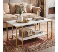 2 Tier Coffee Table Modern Accent Table W/ Open Storage Shelf