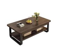 2 Tier Coffee Table Modern Rectangular Center Table with Open Storage Shelves, Living Room Sofa Table for Small Spaces,Brown,120cm