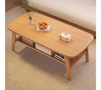 2 Tier Coffee Table Rectangle,Farmhouse Cocktail Tea for Living Room,Mid Century Country Modern Farmhouse,Wood Center Tables with Storage Shelf,natural
