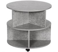 2 Tier Coffee Table Round 60cm Cement Effect Modern Living Room Table