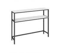 2-Tier Console Table for Hallway, 100W / Marble White + Ink Black