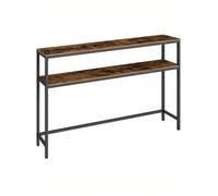 2-Tier Console Table for Hallway, 120W / Rustic Brown + Ink Black