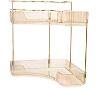 2-Tier Corner Bathroom Shelf - Amber Double Layer Storage for Toiletries Cosmetics & Beauty Accessories - Ideal for Vanity & Dressing Table nization