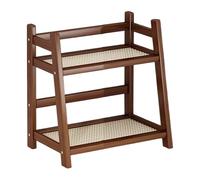 2 Tier Countertop Cup Rack - Natural Wood ABS Cup Organizer, Charging Station Holder, Compact 26.5x18x28.5cm Size | Cabinet Bar Bar Cafe RV Studio Indoor Desk Utili