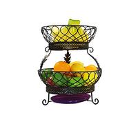 2 Tier Countertop Fruit Basket Bowl Bread Storage - Flower Shape