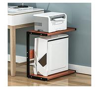 2-Tier CPU Stand - Desktop Floor Holder for PC & Printer Adjustable Storage Rack - Stylish Tower Cart in Black & Brown - Perfect for Home Office Setup