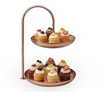 2 Tier Cupcake Stand, Dessert Stand Iron Fruit Basket Cupcake Display Tower Serving Trays Decorative Storage Platter for Tea Party Birthday (Rose Gold)