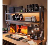 2 Tier Desk Bookcase, Desk Organizer with Perforated Panel, Desktop Organizer for Dormitory or Office, ESport Style Computer Desk(53.1"x39")(53.1x39)