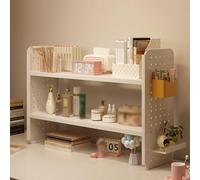 2-Tier Desk Bookshelf with Pegboard Desktop nizer for Office Supplies 15cm/5.9in Height 50cm/19.7in Width Stylish Home Decor Storage Solution