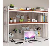 2 Tier Desktop Bookcase, Wood Countertop Hutch Bookshelf, Adjustable Display Shelf Rack for Home Office Supplies, Computer Desktop Bookshelf