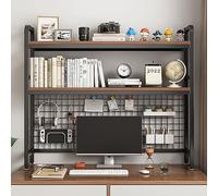 2-Tier Desktop Bookshelf Desktop Hutch & Storage Shelves for Home Office & Dorm Compact Bookcase for Computer Desk Modern Desk Furniture Solution