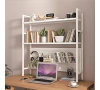2 Tier Desktop Bookshelf Home Office Desktop Metal Display Stand, Industrial Computer Desk Hutch Organizer Shelf with Perforated Board, for Living Room, Bedroom, Dorm (Color :White, Size :5