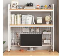 2 Tier Desktop Bookshelf Stylish Desktop Hutch Space Saving Shelves for Home Office & Dorm Perfect Bookcase for Computer Desk Storage